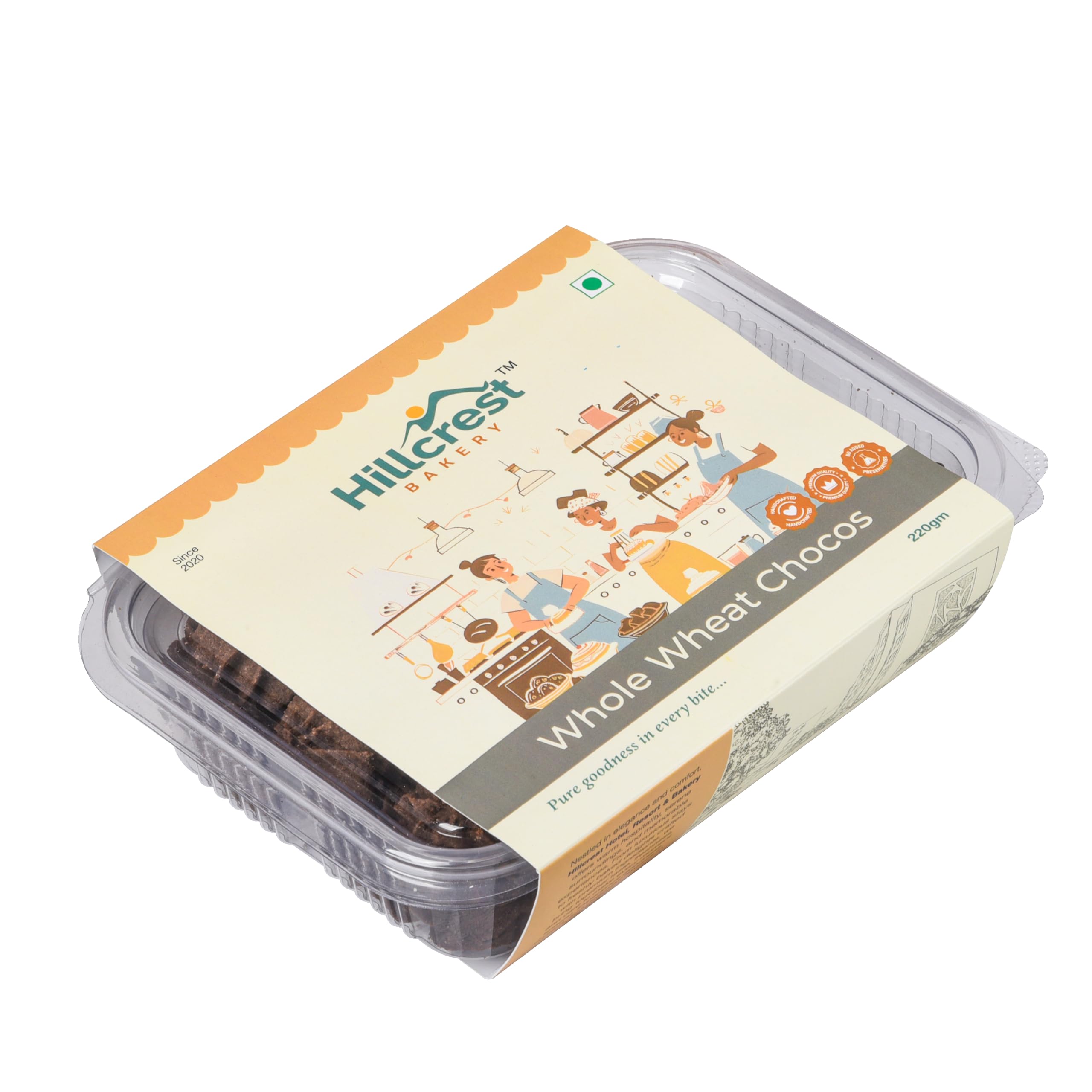 Hillcrest Bakery Whole Wheat Chocos Cookies, 220 Grams | Premium